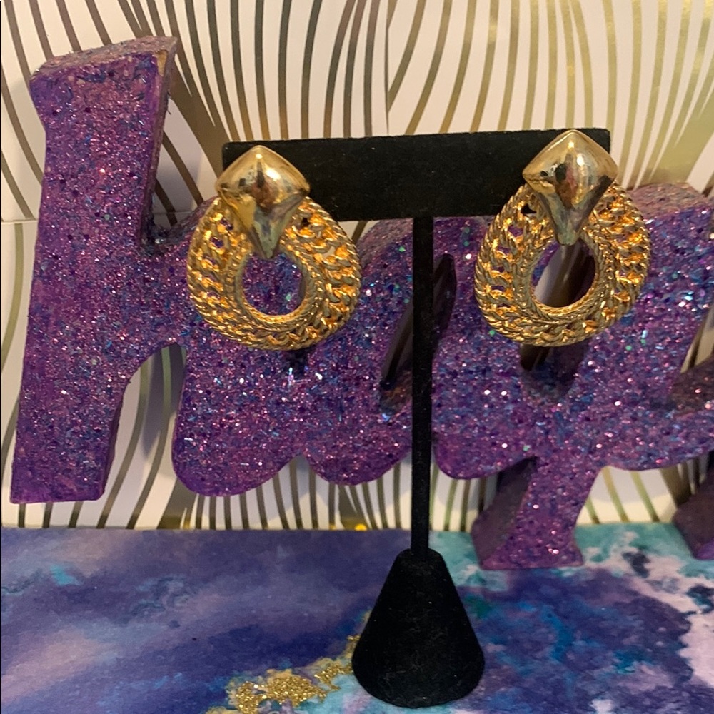 Avon Gold Textured Hoop Earrings